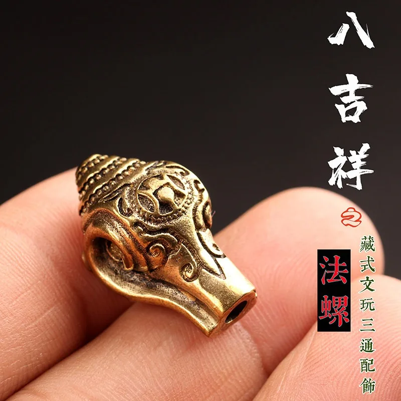

Tibetan Wenwan Brass Conch Three-hole Holy Bead for Vajra Star Moon Bodhi Mala Accessory Unisex Handmade Daily Wear Jewelry Gift
