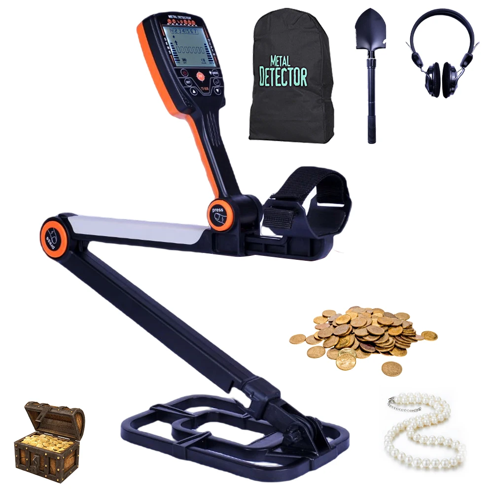 MD-630 Foldable Metal Detector Professional Accuracy Waterproof Search Coil Scanner Underground Gold Detector for Treasure Hunti