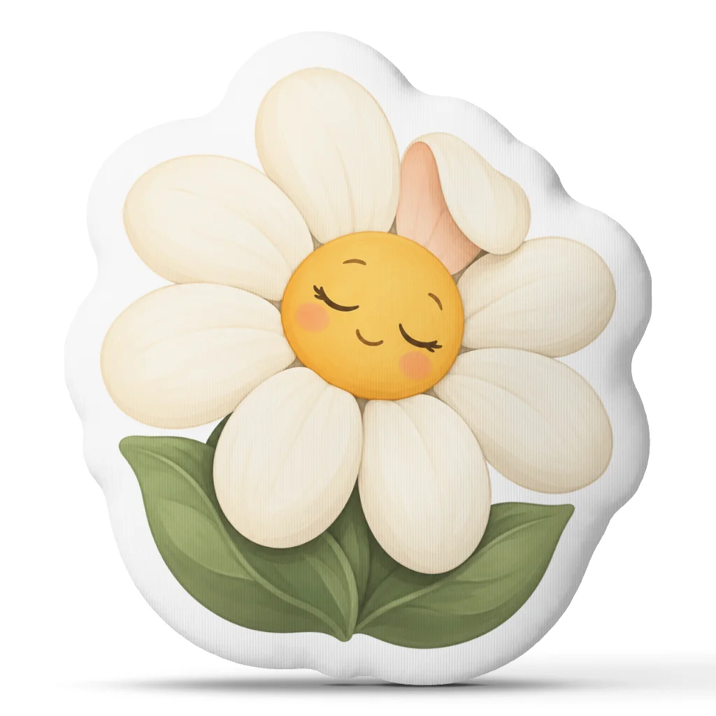 Sleepy Daisy Flower Shaped Plush Pillow Cute Floral Throw Cushion Stuffed Decorative Accent for Sofa Bed Bedroom Decor Gift