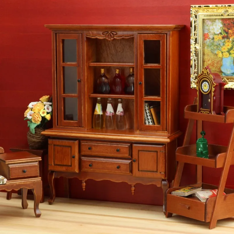 

Миниатюрная деревянная книжная полка BEDW, мебель для кукольного домика в масштабе 1:12, набор аксессуаров для дома