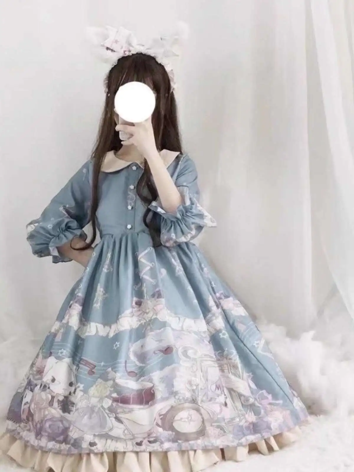 

New Fiesta Carnival Halloween Cos Cosplay Retro Rabbit Doll Collar OP Half Sleeve Lolita Dress Western Style Clothes Princess