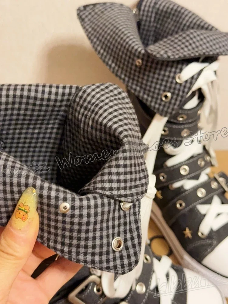Lace-Up Sneaker Belt Buckle Round Toe Thick Bottom Fashion Elegant Comfortable Sexy Luxury Women Sport Outdoor Shoes Mixed Color