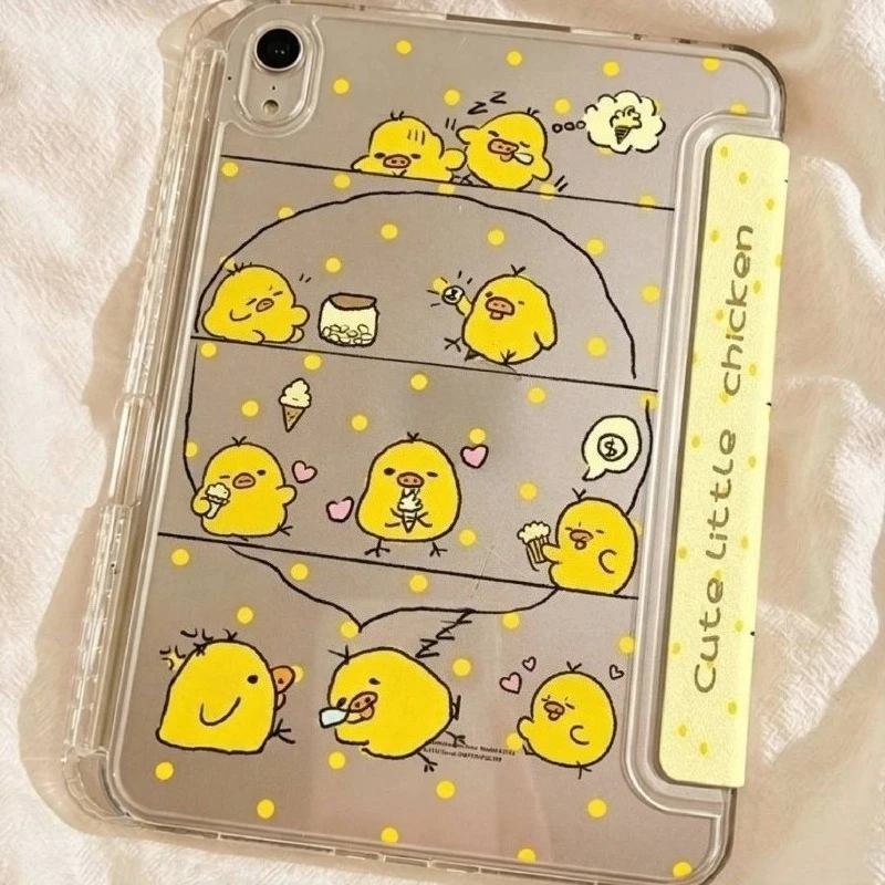 Polka-dot Chick Y-Shape 3 Fold Protective Case for IPad 7th Generation Case 10.9 10th 10.2 7/8/9th Air3 10.5 Air11/13 12.9 11th