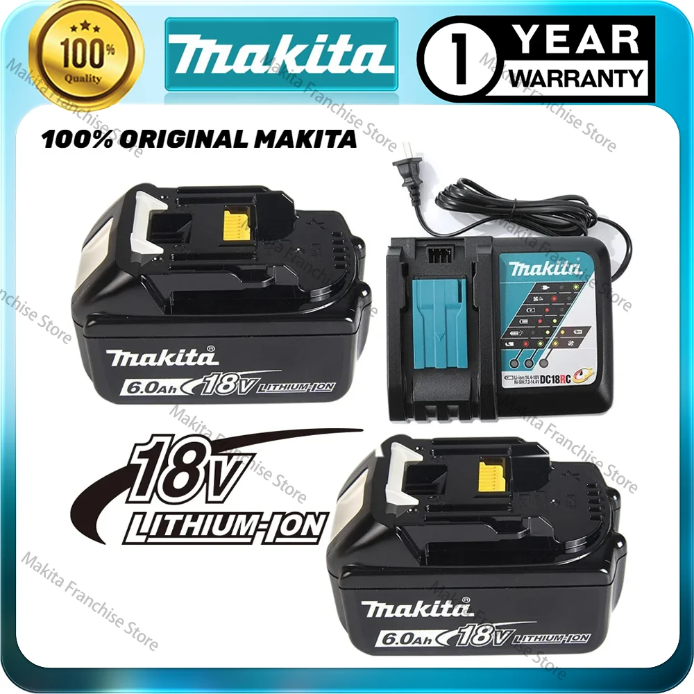 

Genuine Makita 18V 6Ah Rechargeable Power Tools Battery 18V makita with LED Li-ion Replacement LXT BL1860B BL1860 BL1850 Charger