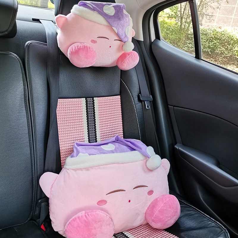 Kirby Headrest Back Cushion For Car Seat Stuffed Anime Kawaii Plushies Very Soft Throw Pillow Sofa Bed Home Decor Xmas Gift Girl