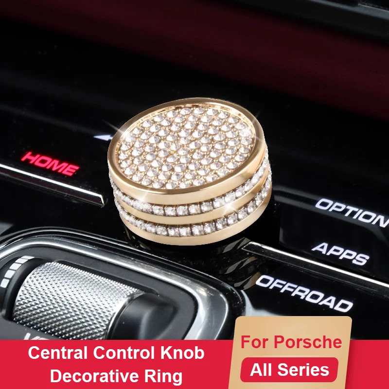 

For Porsche Cayenne Panamera 971 2018-2023 Car Central Control Knob Diamond Decorative Ring Crystal Interior Sticker