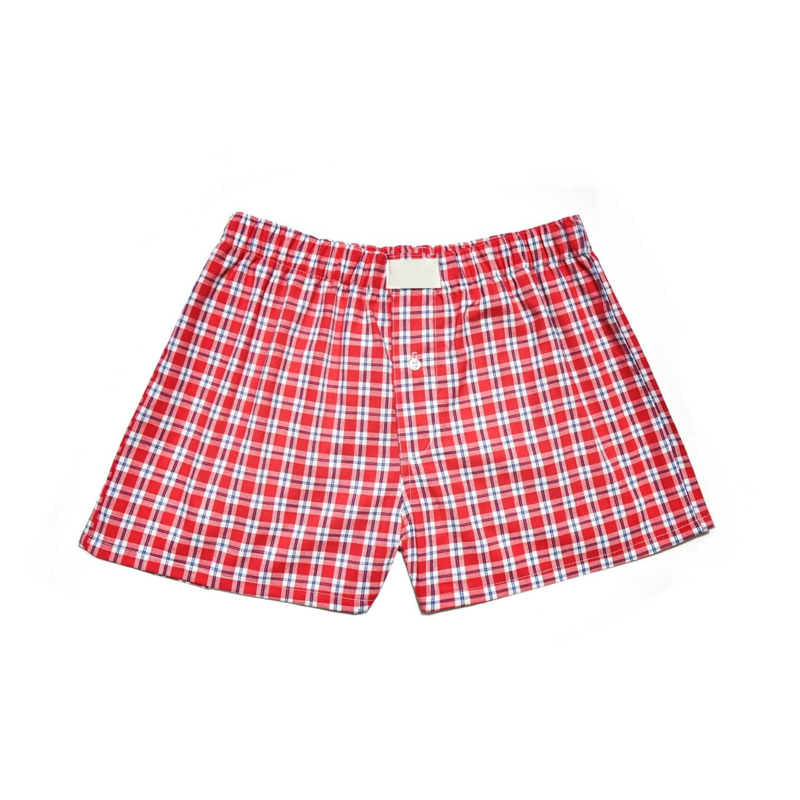 Shorts xadrez solto para mulheres, elástico, perna larga, verão