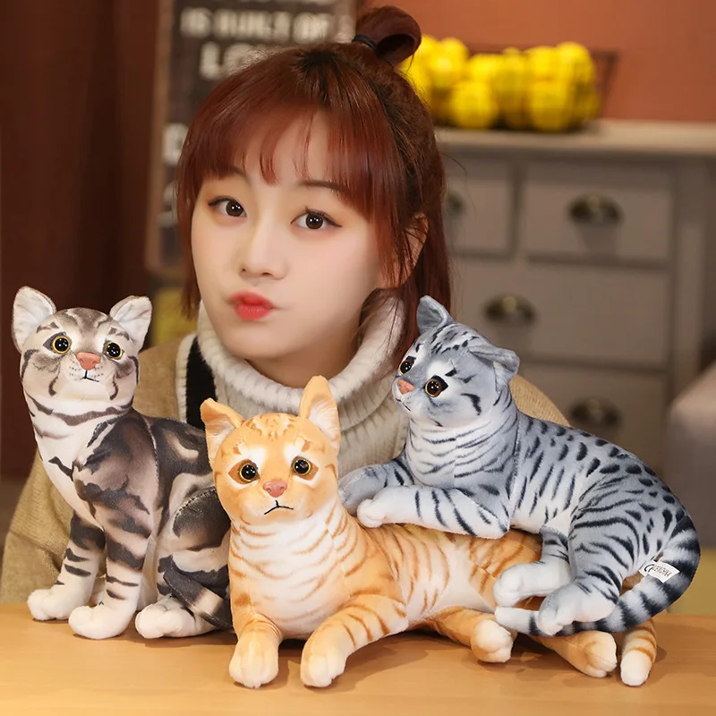 29 cm Simulation Amerikanischen Shorthai & Siamese Katze Plüsch Lebensechte Puppe Tier Haustier Spielzeug Für Kinder Wohnkultur Baby geschenk – Detail 7