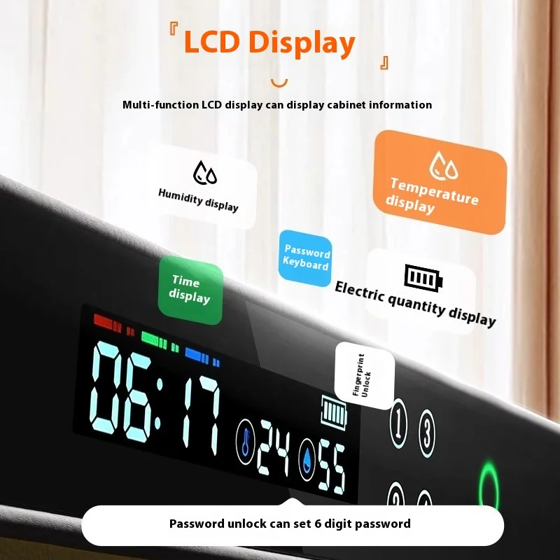 Weichi High Quality Jewelry Safe Box Watch Winder With 6 Slots Fingerprint Lock Different Color Choose Safe Box Home/Office Use