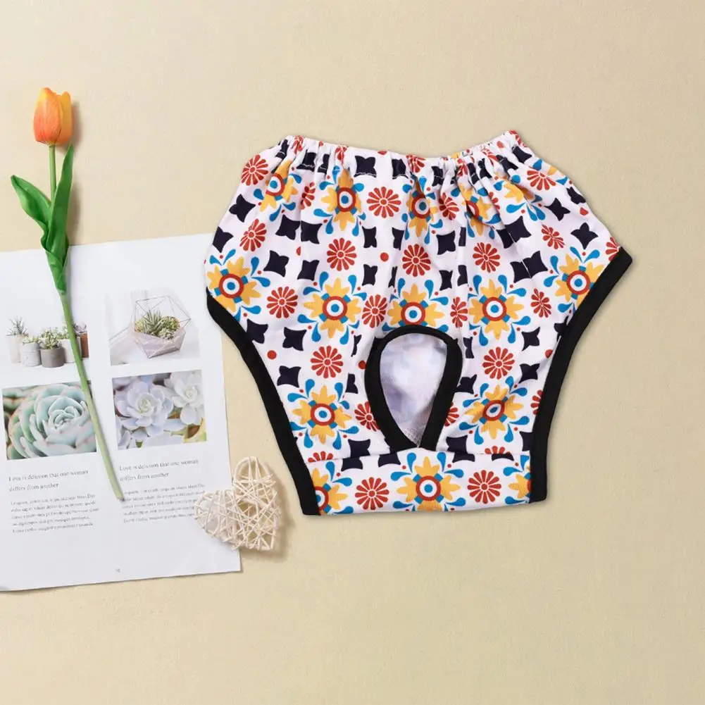 Dog Menstrual Underwear Female Dog Menstrual Pants with Elasticity Cartoon Pattern Prevent Heat Excitability for Female