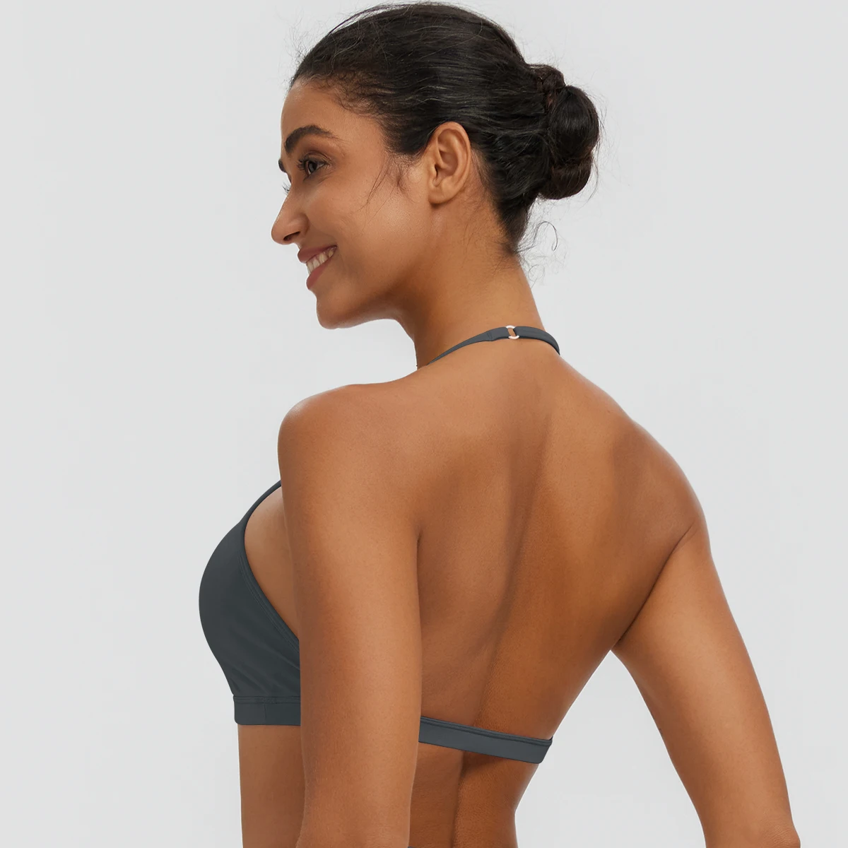 Damen-Sommer-Tanktops, einfarbig, mit Raffung, Yoga-BH, sexy, schöner Rücken, dünne Schulterträger, Sport-BH, Fitness-BH, Lauf-BH – Detail 32