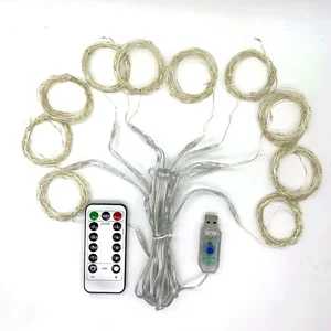 Vòng hoa rèm cửa sổ LED với điều khiển từ xa, đèn cổ tích, năng lượng USB, lễ hội, trang trí Giáng sinh, năm mới, 6m 6 Rèm bán hàng chính 4x3 - №6