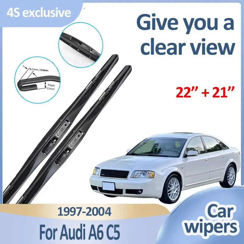 

Car Front Wiper Blades For Audi A6 4B Tuning C5 1997 1998 1999 2000-2004 Durable Silent Windscreen Window Wipers Accessories