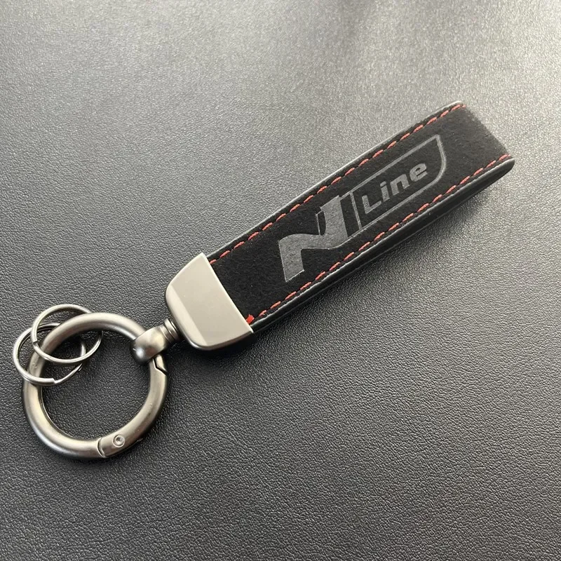 Luxury Suede Leather Keychain Key Chain Rings For Hyundai N Line I30 Tucson Sonata Elantra Veloster Kona Azera Car Accessories