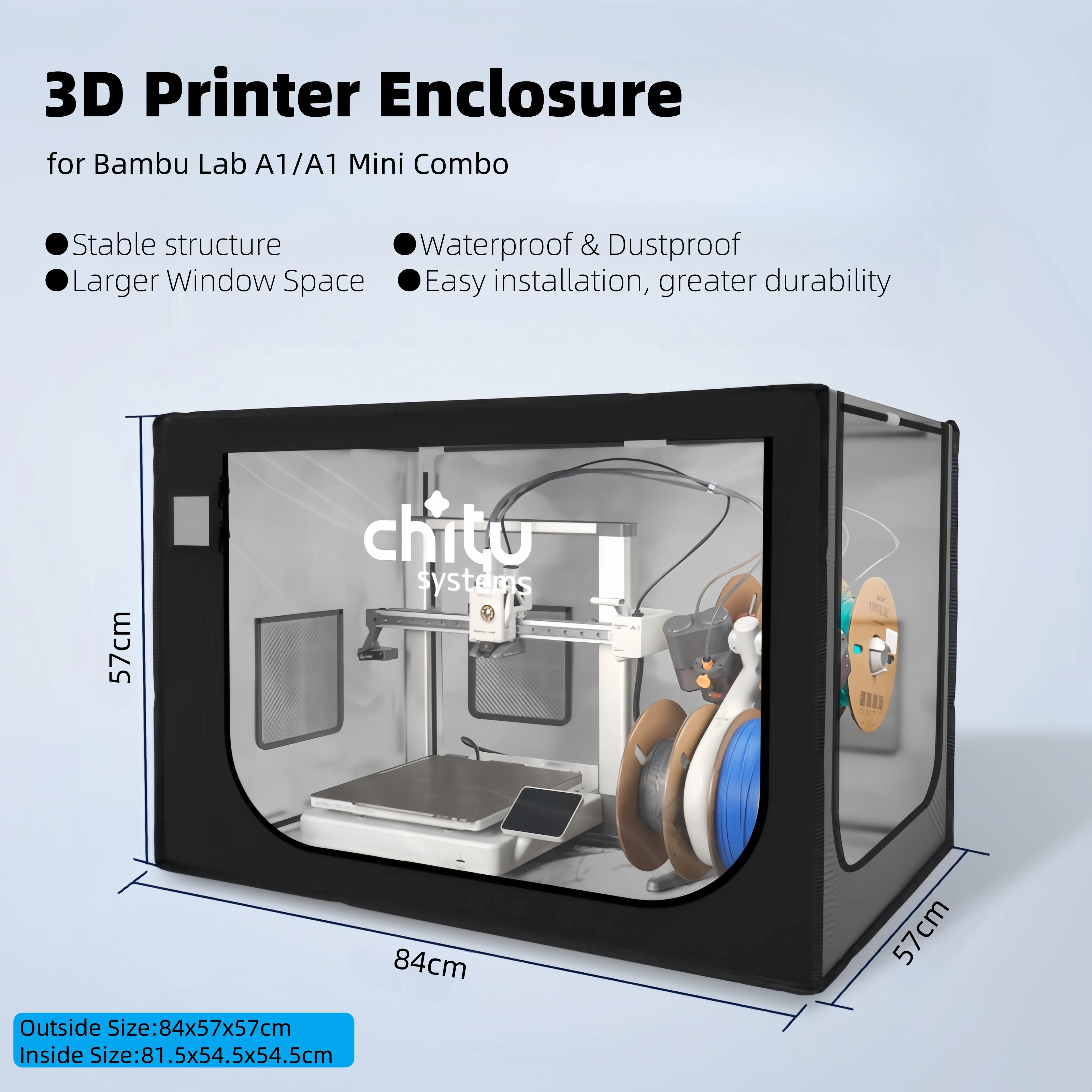 

Модернизированный водонепроницаемый корпус 3D-принтера для Bambu Lab A1/A1 Mini пылезащитный защитный чехол для ЖК-принтеров FDM