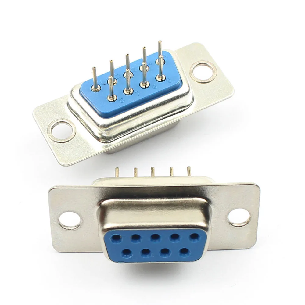 5pcs D-SUB DIP PCB Straight Connector 9 15 25 37 Round Pin Male Female Set Screw Plug Socket Adapter 2 Row DB9 DB15 DB25 DB37