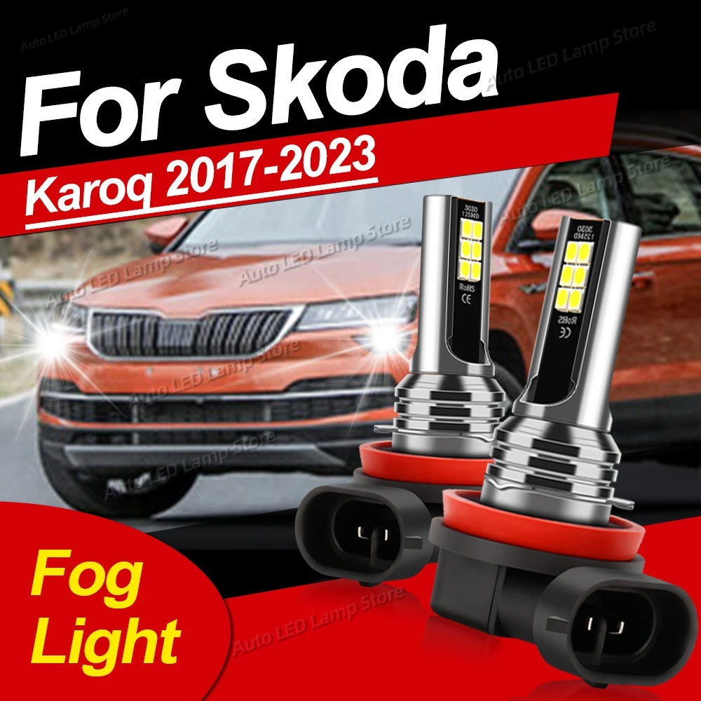 

2Pcs Front LED Fog Lights Bulbs 80W Super Bright Auto Fog Lamp 12V For Skoda Karoq 2017 2018 2019 2020 2021 2022 2023