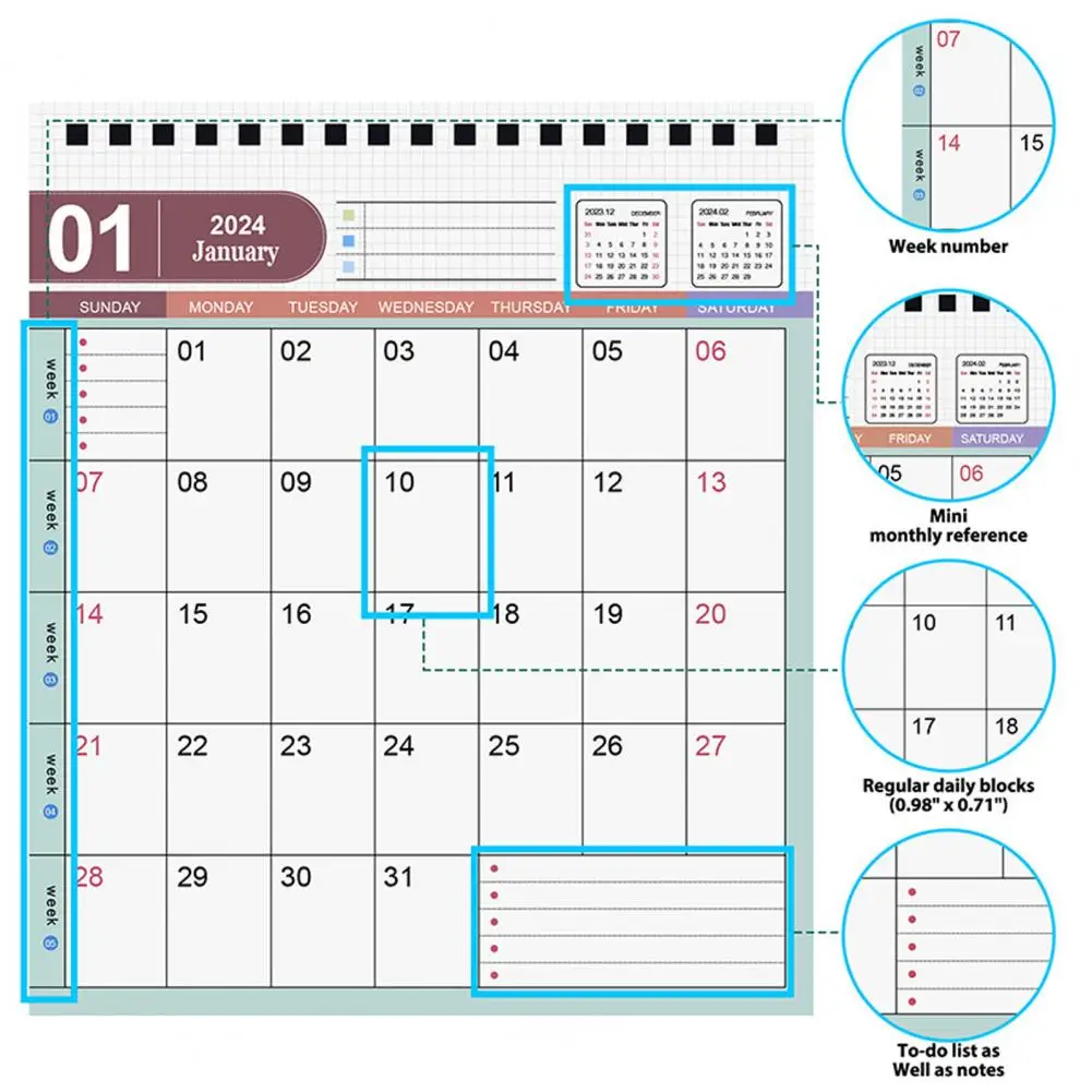 2024 Englisch Tisch kalender 18 Monate jul bis Dezember Doppel draht bindung Monats plan Planer Desktop Kalender Kalender