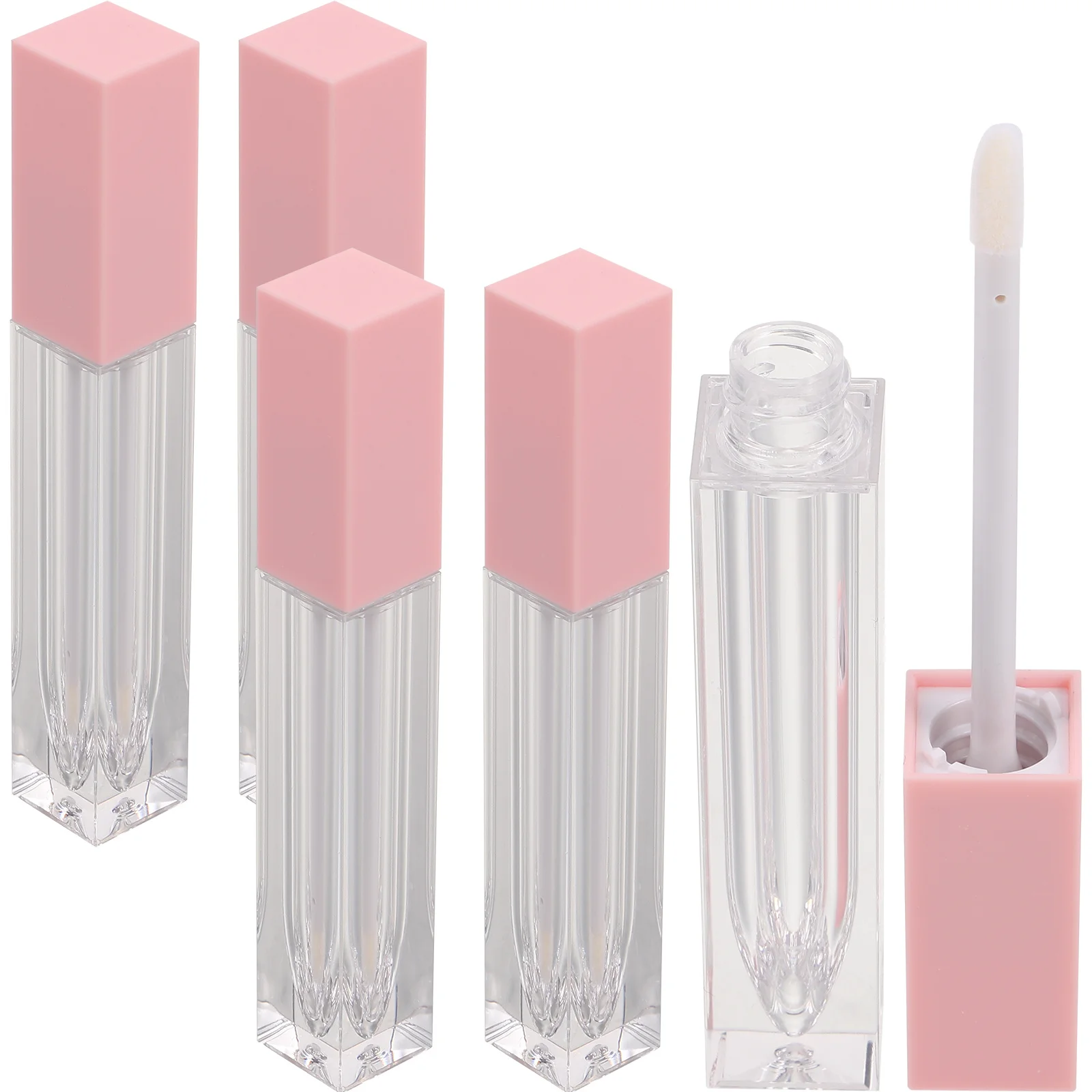 Tube carré de brillant à lèvres vide rechargeable de 7ml, 5 pièces, conteneur de rouge à lèvres Transparent Portable, Mini bouteille d'huile de voyage pour bricolage