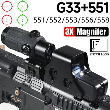 Eotech 558 553 G33 Red Dot Sight Holographic Flip 3X แว่นขยายอาวุธ Optics Reflex สถานที่ท่องเที่ยวขอบเขต Collimator อุปกรณ์ล่าสัตว์