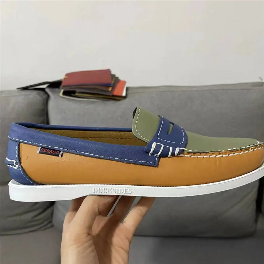 

Men Authentic Sebago Docksides Shoes - Premium Genuine Leather Moc Toe Lace Up Boat Shoes AV714