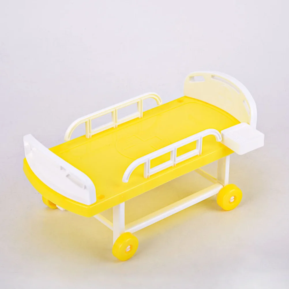 Cama médica simulada para niños, juguete, Mini accesorios de decoración para el hogar, modelo de cama enferma de plástico para Hospital emulada