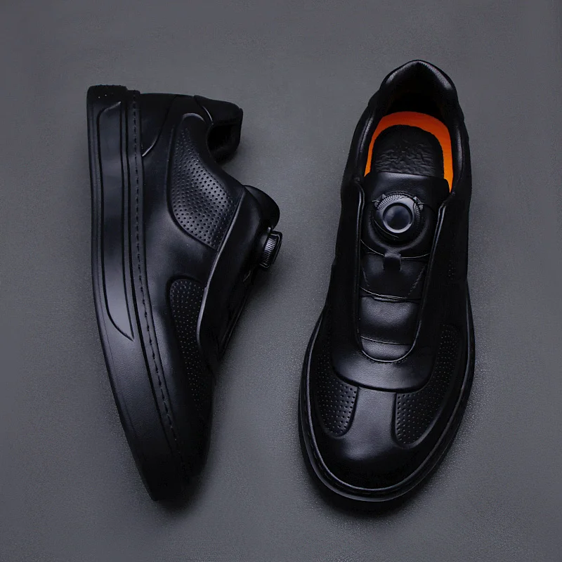 

Autumn men's casual shoes 2024 cowhide breathable soft-soled board shoes Comfortable breathable sneakers men's black single shoe