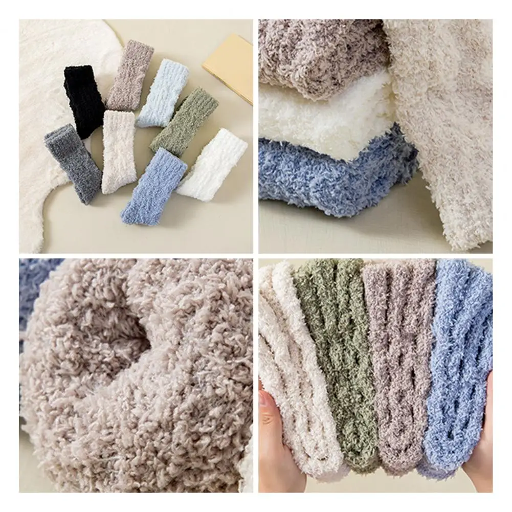 Coral Velvet Sleeping Socks Thickened Warm Coral Velvet Women’s Sleeping Socks Solid Color Cozy Winter Footwear Soft Autumn