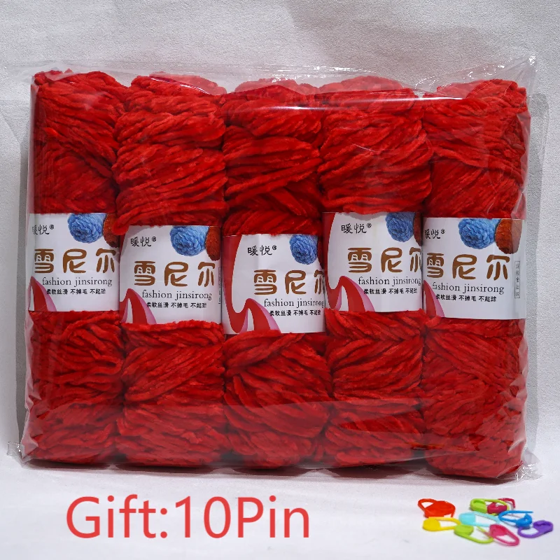 Neues 5-teiliges Chenille-Garn aus weichem Samt, farbig gemischtes Strickwolle-Häkelgarn für handgefertigte Schals, Mantel, Babydecke und Mütze