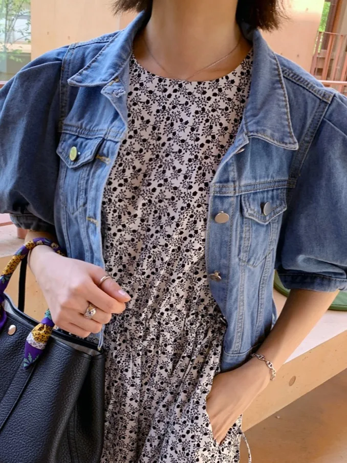 

Утягивающий ор Bubble Sve Denim Jaet, женский свободный крой, универсальный кардиган с воротником, хлопковая верхняя одежда для поездок на работу