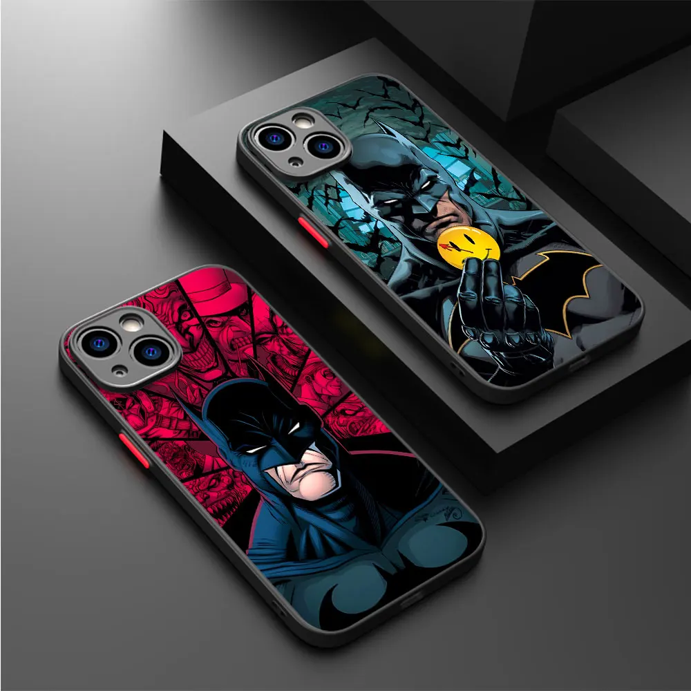 Super Hero Black B-Batman Phone Case for Apple iPhone 15 16 Pro XS Max 13 14 Plus XR SE 7 8 12 11 Pro plus Matte