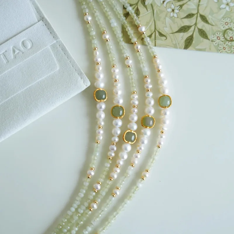 100% Natürliche Süßwasserperle & Hotan-Jade 14K Goldgefüllte Damen-Kurzkettenhalskette Schmuck Weihnachtsgeschenke für Frauen Kein Verblassen – Detail 9