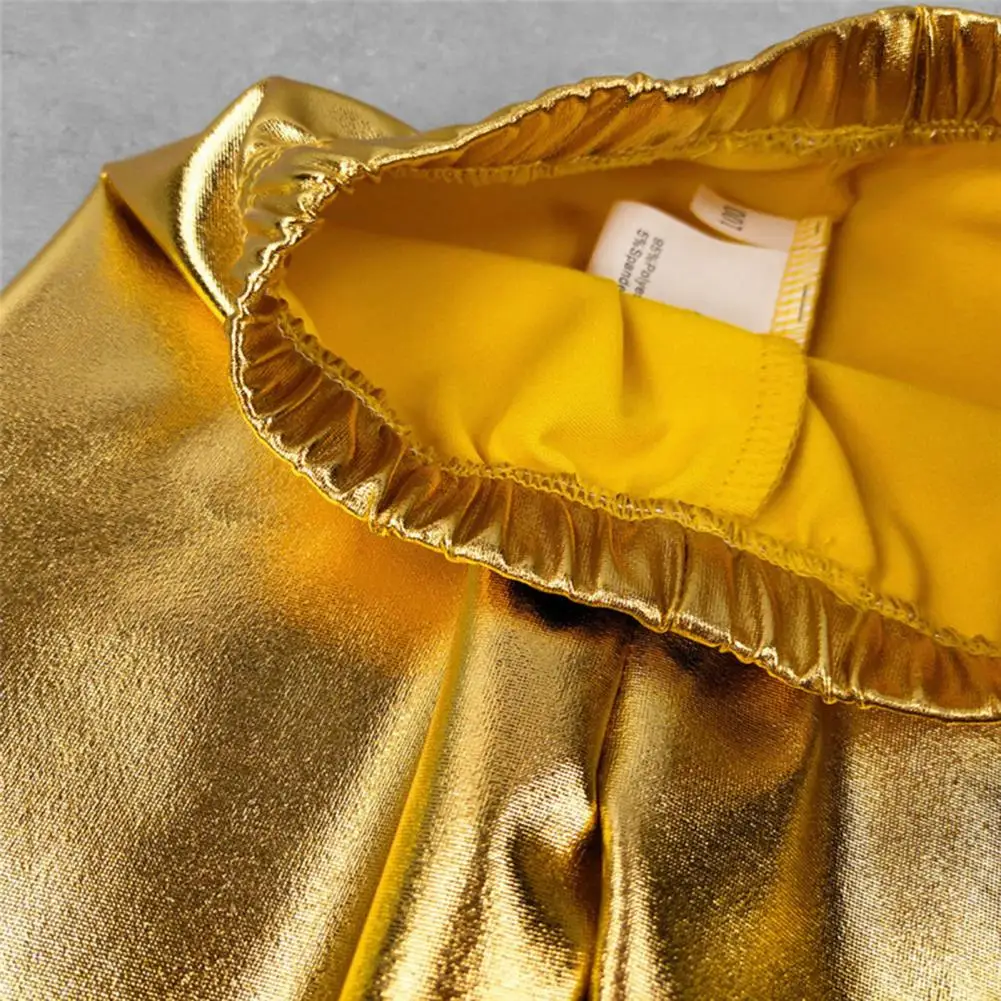 Children Performance Pants Glossy Elastic Waist Bright Soft Breathable Smooth Unisex Party Stage Show Long Trousers Costume