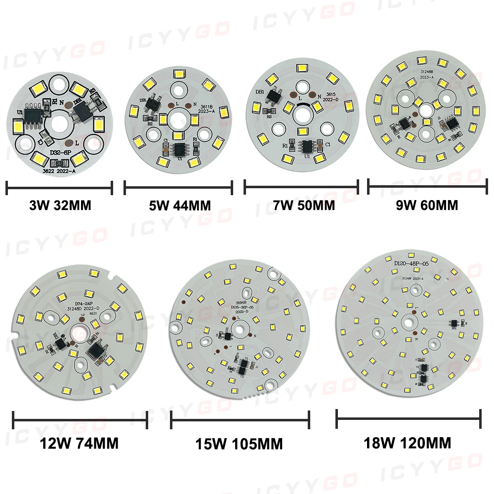 LED Driver-Free Light Board 3W 5W 7W 9W 12W 15W 18W SMD 2835 Lamp Beads AC 220V-240V DIY Suitable For LED Downlight Spotlights