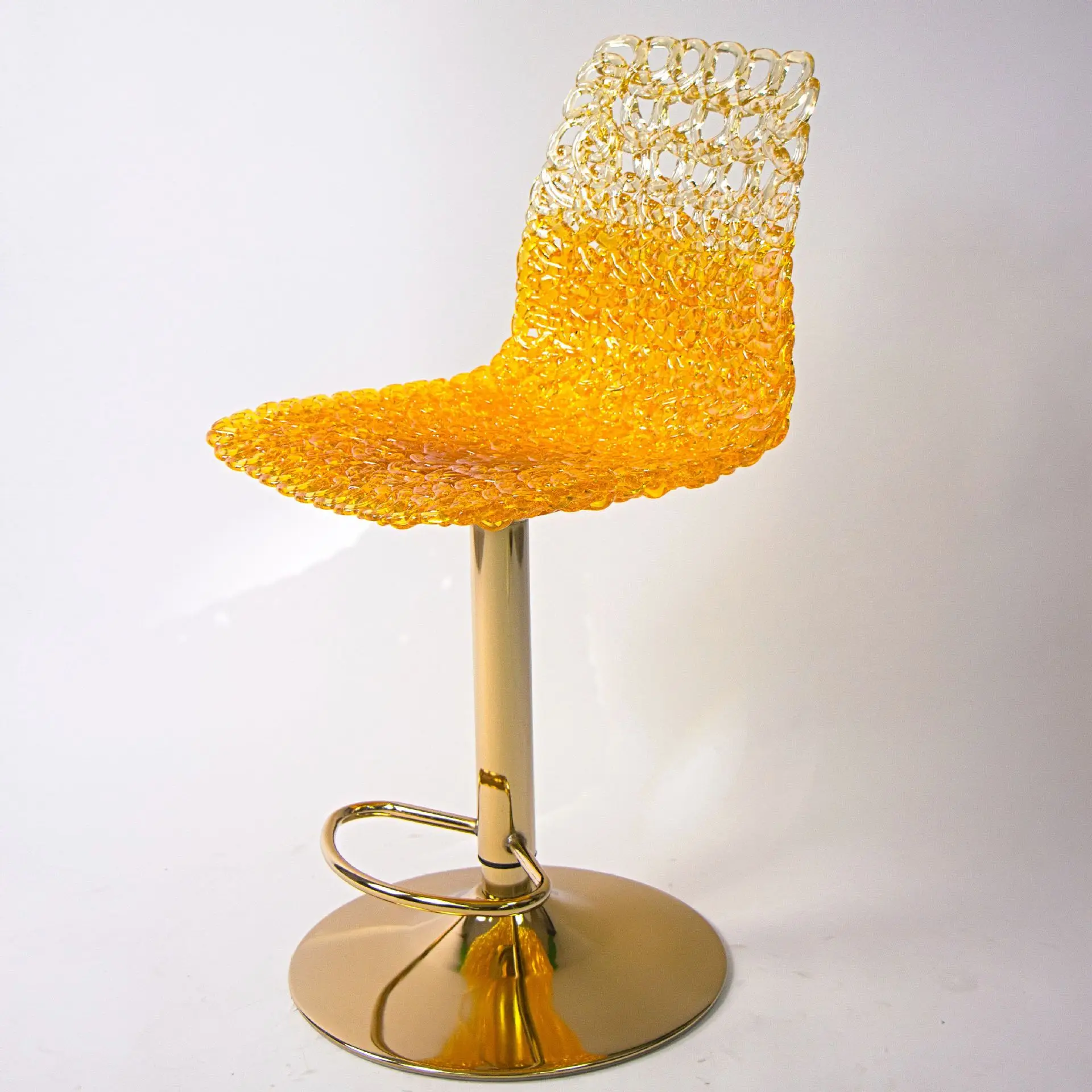 Wholesale Modern Clear Lifting Polyacid Ester Gina Bar Chair Luxury Acrylic Plastic Swivel Stool for Hotel Home Villa Restaurant