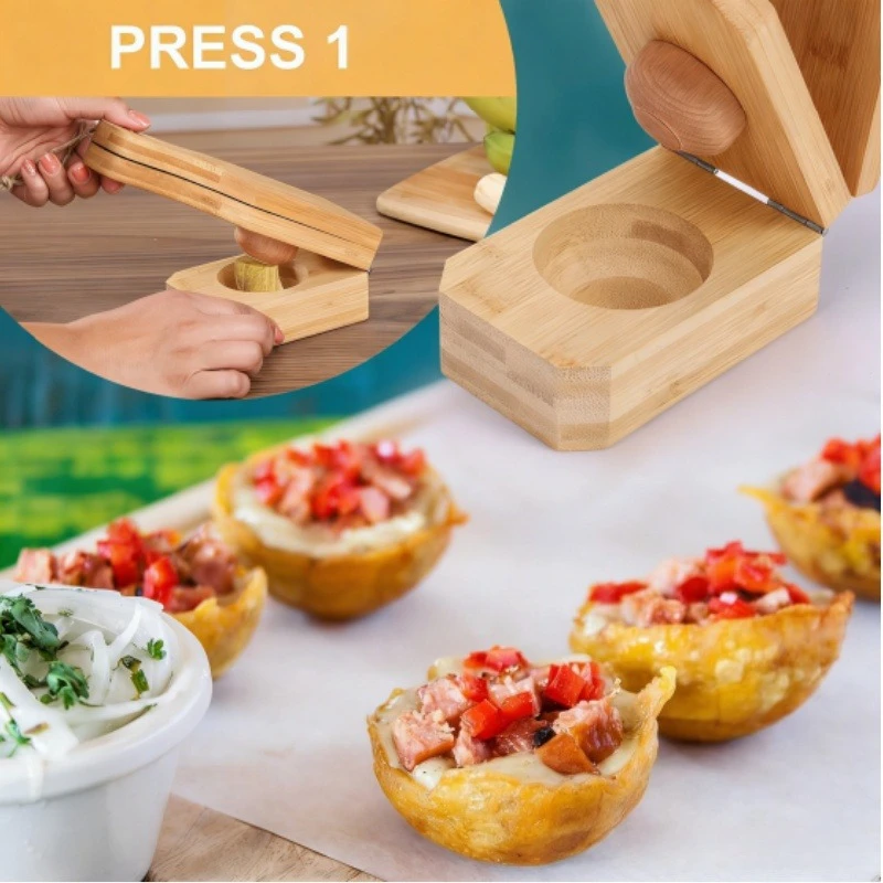 1pcs Wooden Banana Press Household Kitchen Banana Pancake Maker Tool Manual Banana Flattener for Cooking