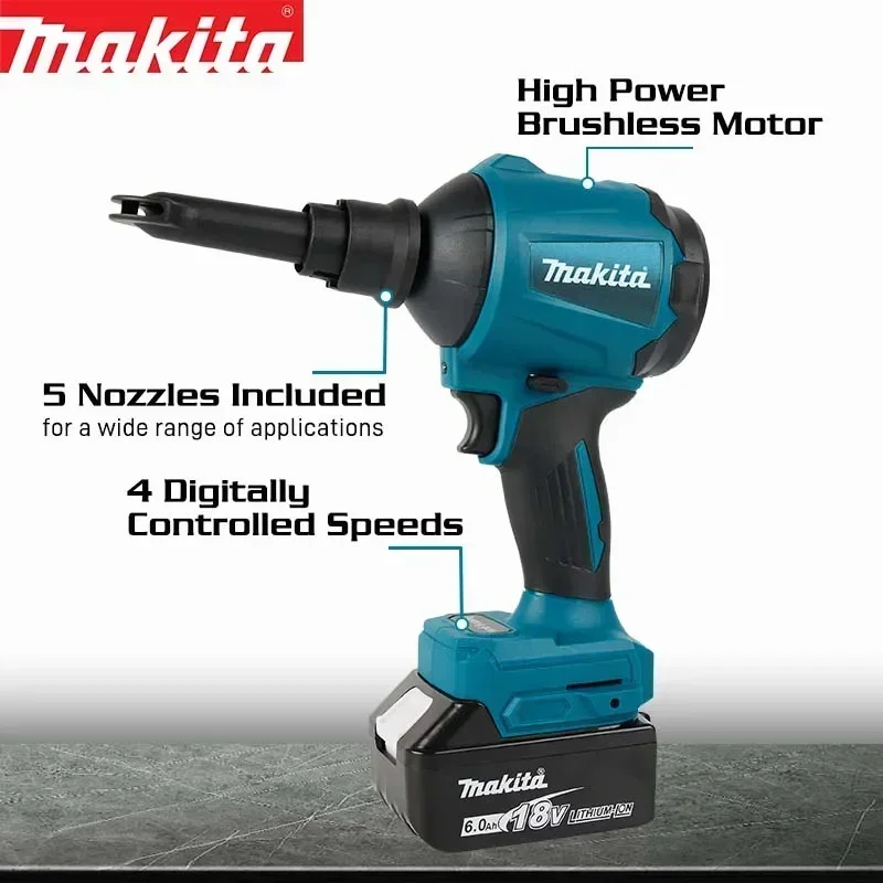 Makita DAS180 Brushless Air Blower Cordless Air Dust Removal Gun with Nozzle Multifunction Dusting Machine Inflator Tool