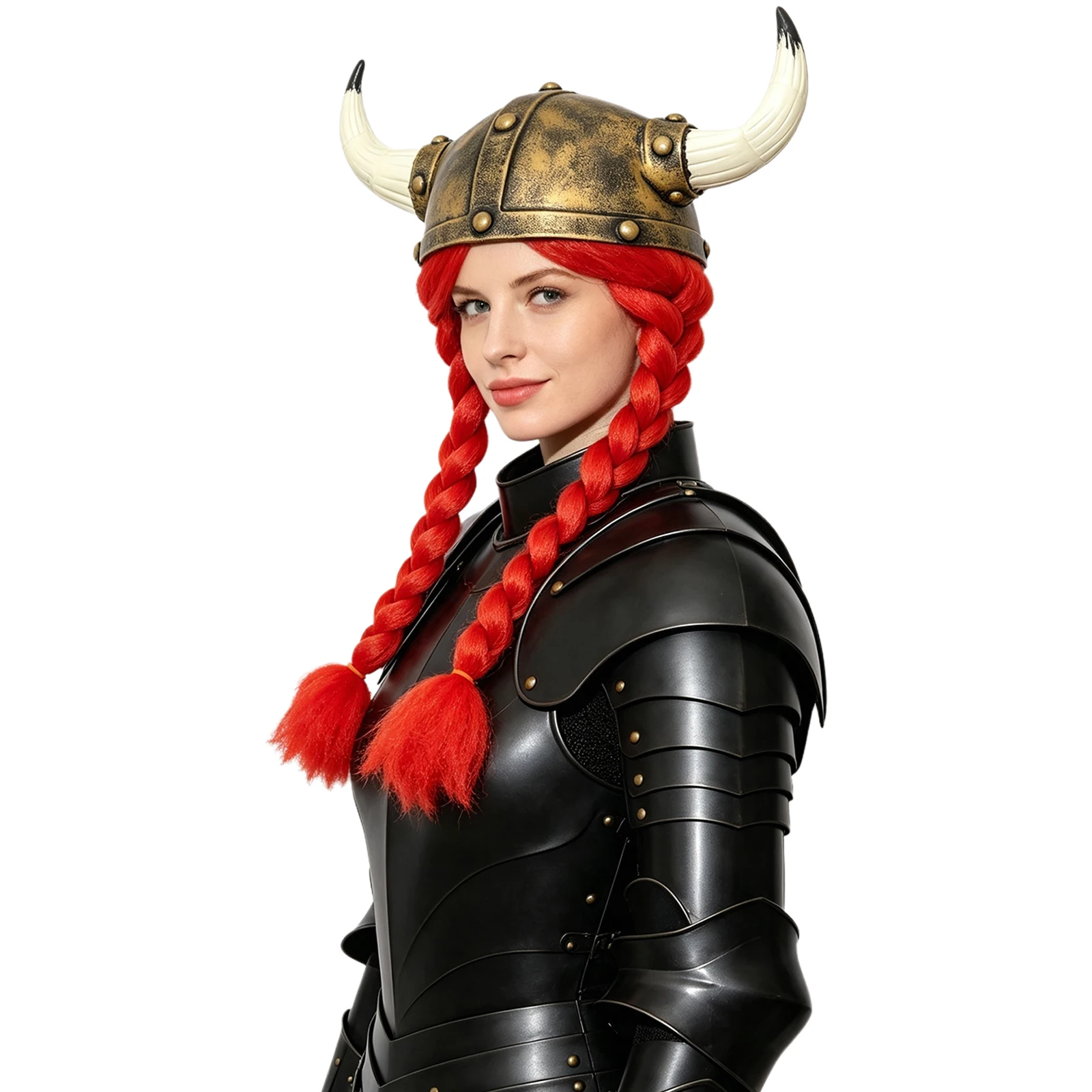 Women Viking Warrior Hat Helmet Horned Hat Wig All-in-one Costume Accessory for Halloween Cosplay Party