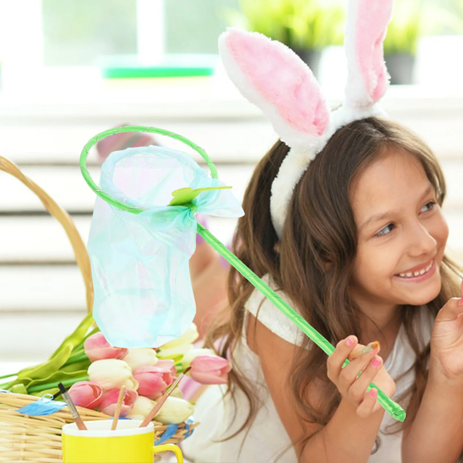 

Glowing Handbag Portable Fabric Kids Gift Easter Party Favor Bunny Treat Wood Handle Candy Storage Bag Multi for Families