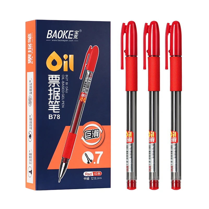 BAOKE B78 오일 기반 젤 펜, 사무실 빌 펜, 0.7mm, 12 개