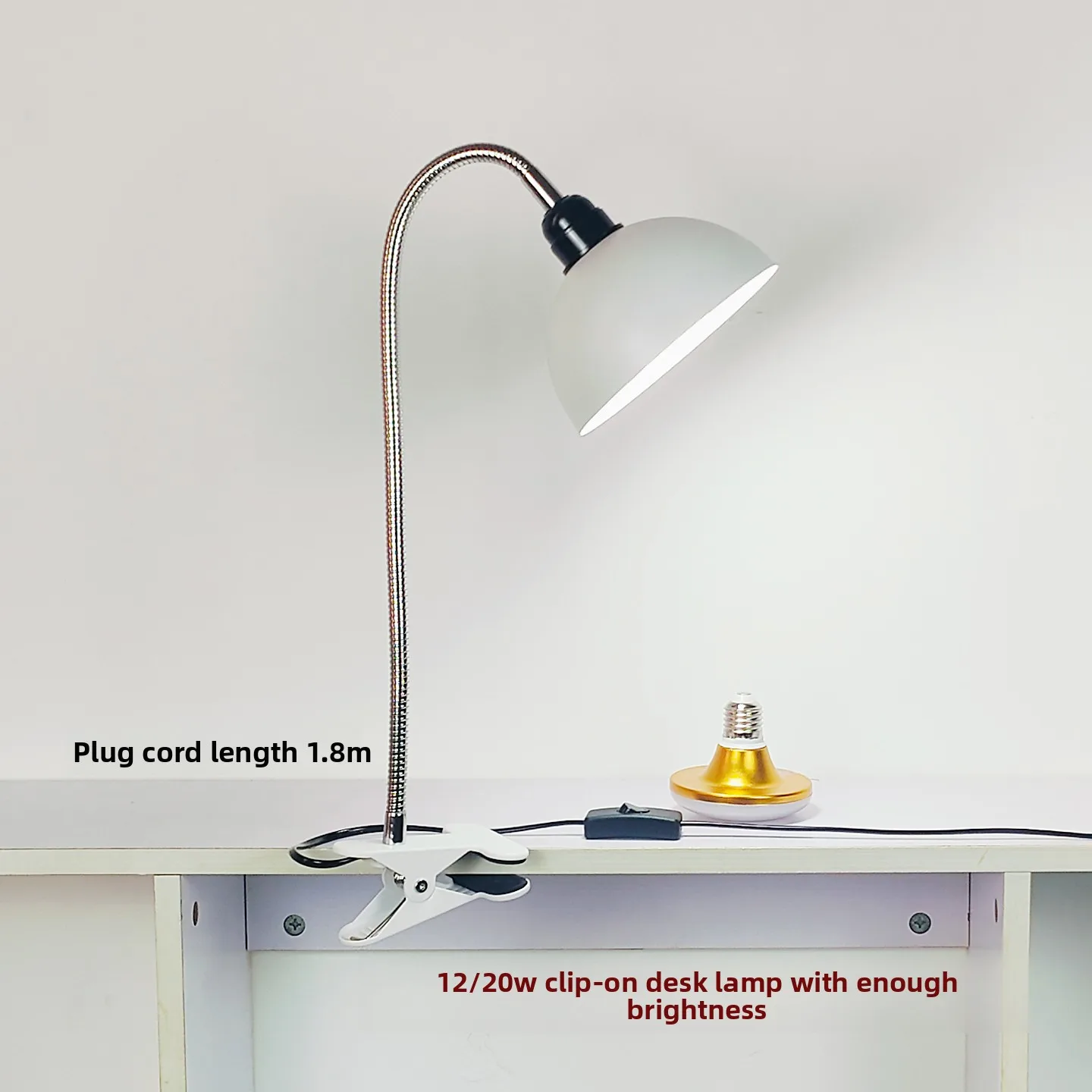 Led  E27  20W Super Bright Work Desk Lamp Tattoo Embroidery 500MM Flexiable Gooseneck Rod Learning Manicure Clamp Lamp