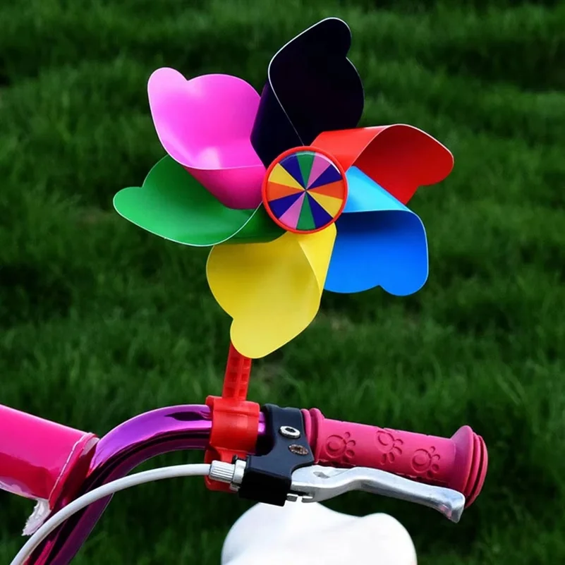 Children Bicycle Windmill Cartoon Colorful Pinwheel Long Pole/ Short Pole Windmill Scooter Outdoor Decorative Accessories