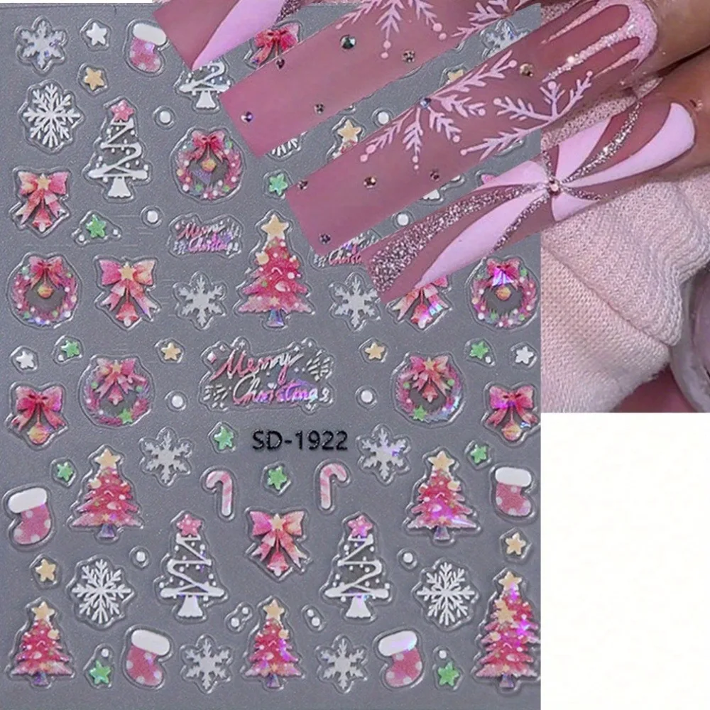 Autocollants pour ongles flocon de neige de noël, 2 pièces, faciles à appliquer pour la décoration des ongles, bricolage, cadeaux, fête et maquillage de mariage