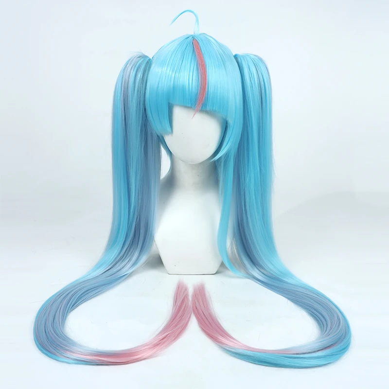 Sora Harewataru Cosplay Wig Hirogaru Sky Blue Pink Mixed Ponytail 100cm Heat Resistant Synthetic Hair Halloween Party Role Play