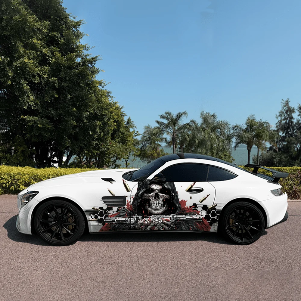 

Плащ Череп Злая улыбка Автомобильные виниловые наклейки Самоклеящаяся наклейка из ПВХ подходит для грузовиков внедорожников украшения автоаксессуары подарок