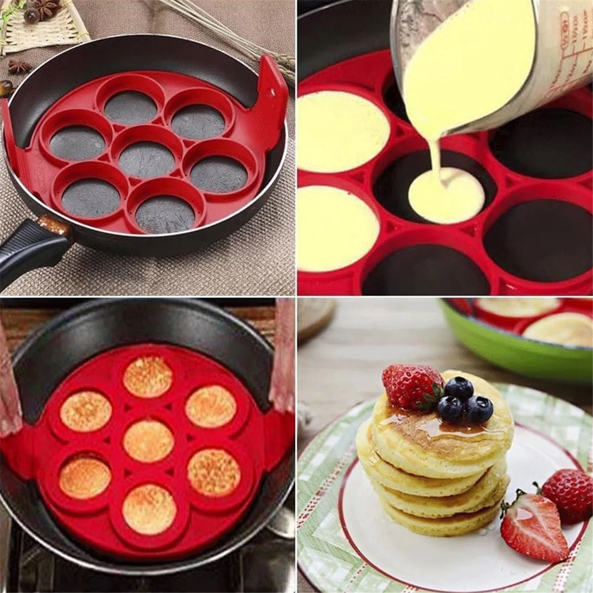 Universal Flip Cooker Pancake Mold, Multifunctional Pancake Mold, Frying Pan Omelette Silicone Pancake MoldJAS