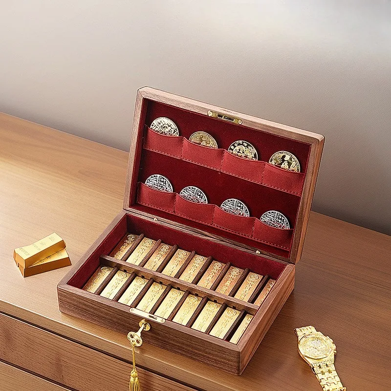 Walnut Gold Bar Storage Box, High-grade General-purpose Anti-oxidation Gold Collection Storage Box, High-end Sense