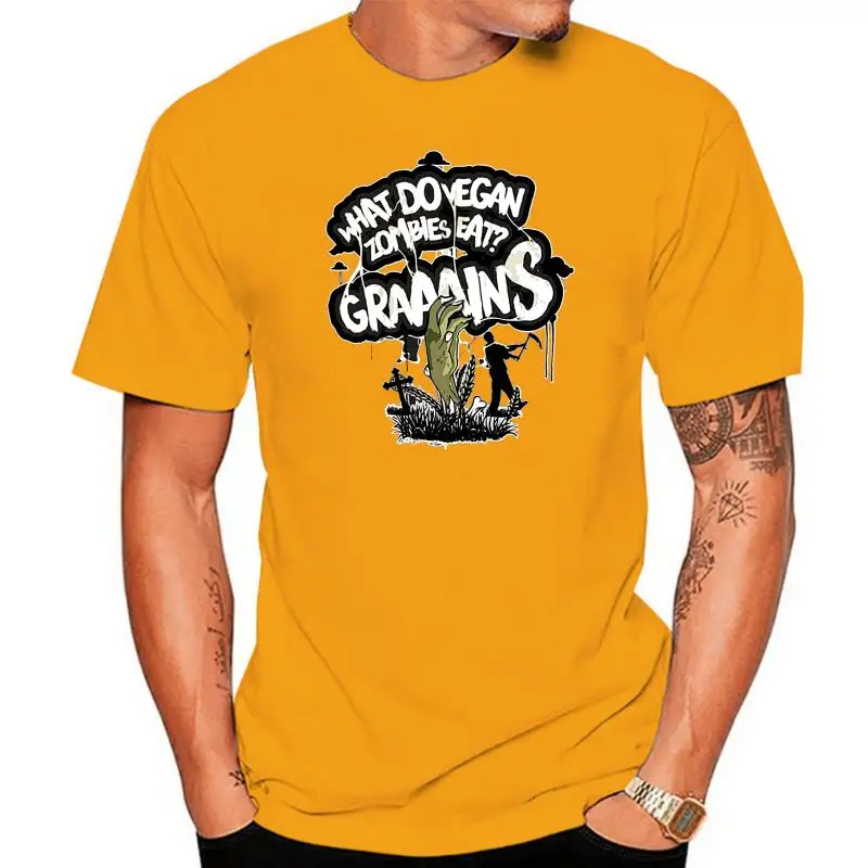 ¡Camiseta novedosa ¿Qué hacer zombies veganos comen granos! Camiseta Retro de broma de juego de palabras vegetarianas