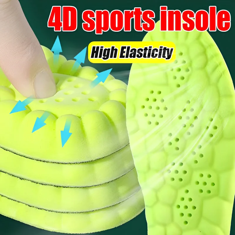 4D Latex Sport Insoles Super Soft High Elasticity Shoe Pads Anti-pain Deodorant Cushion Arch Support Running Insoles Foot Insole 