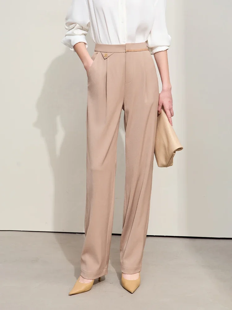 

Женские брюки AMII Minimalism 2025: Новинка осени, офисные, базовые, прямые, повседневные, однотонные, модные, полноразмерные брюки для женщин 12441276